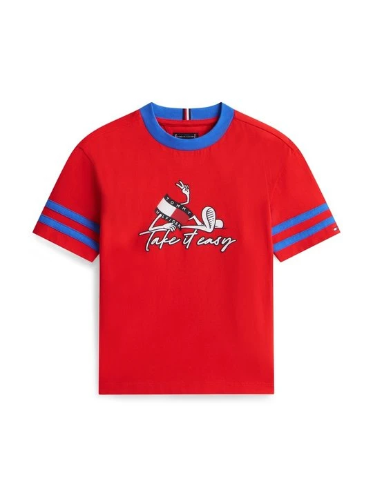 Zdjęcie produktu T-shirt z nadrukiem Tommy Hilfiger czerwony