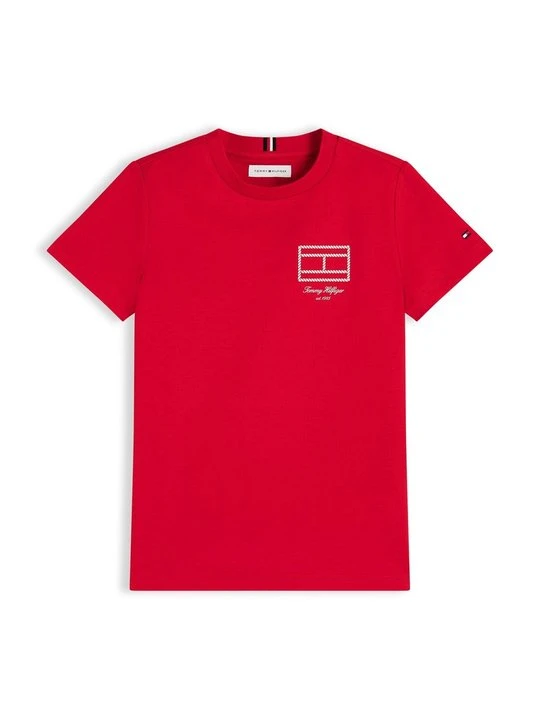 Zdjęcie produktu T-shirt z nadrukiem Tommy Hilfiger czerwony