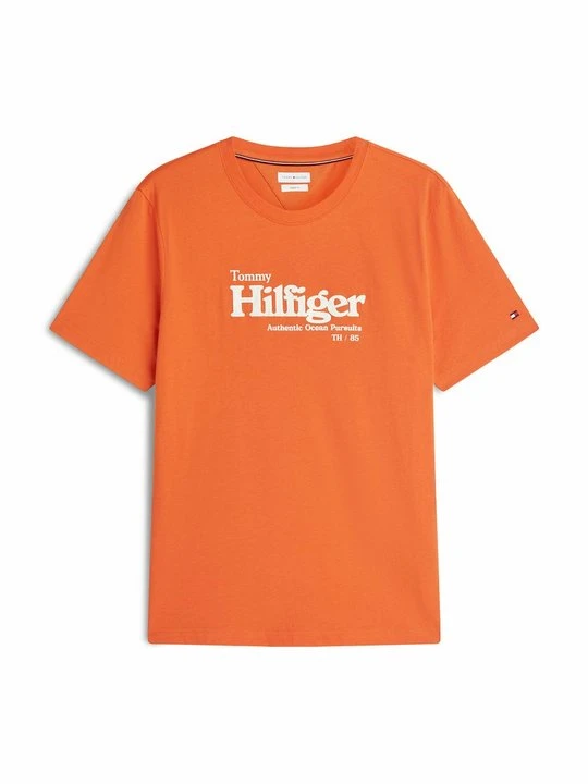Zdjęcie produktu T-shirt z nadrukiem Tommy Hilfiger pomarańczowy