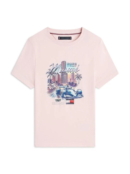 Zdjęcie produktu T-shirt z nadrukiem Tommy Hilfiger różowy