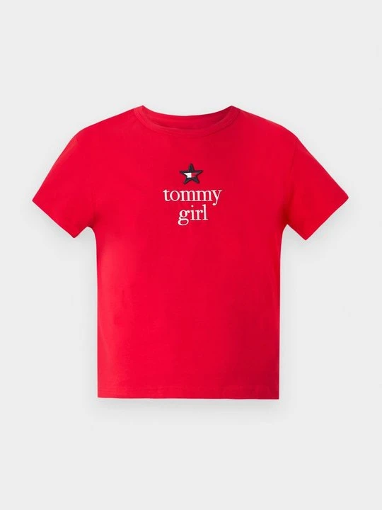 Zdjęcie produktu T-shirt z nadrukiem Tommy Jeans czerwony
