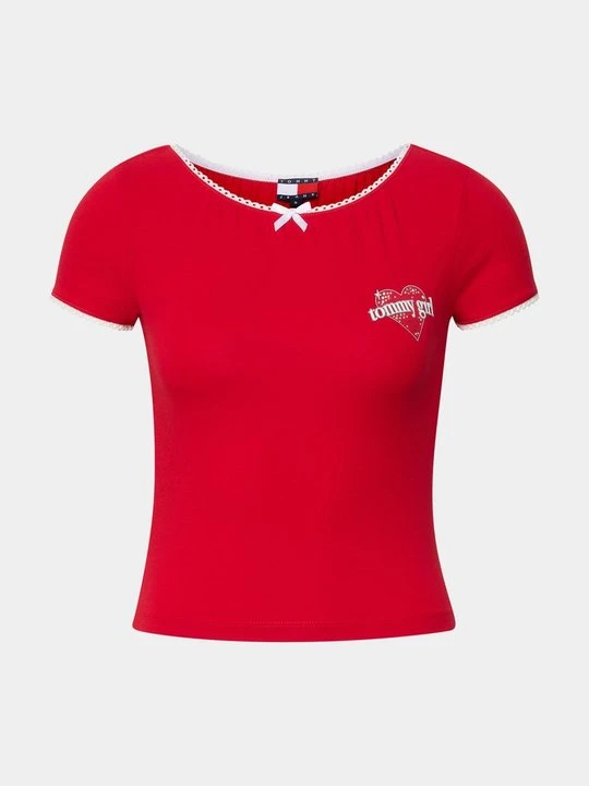 Zdjęcie produktu T-shirt z nadrukiem Tommy Jeans czerwony