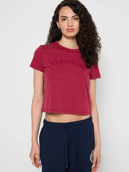 Zdjęcie produktu T-shirt z nadrukiem Tommy Jeans czerwony