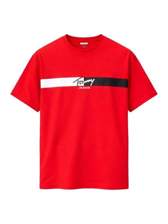 Zdjęcie produktu T-shirt z nadrukiem Tommy Jeans ciemnoczerwony