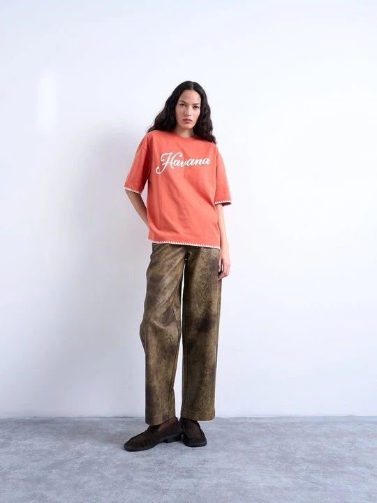 Zdjęcie produktu T-shirt z nadrukiem Topshop pomarańczowy