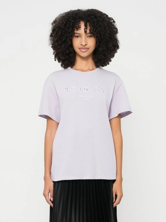 Zdjęcie produktu T-shirt z nadrukiem TWINSET fioletowy