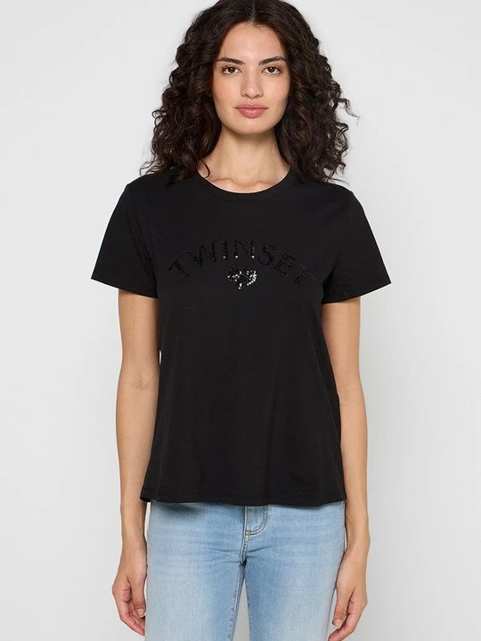 Zdjęcie produktu T-shirt z nadrukiem TWINSET czarny
