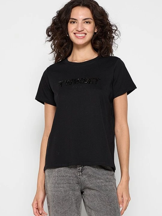 Zdjęcie produktu T-shirt z nadrukiem TWINSET czarny