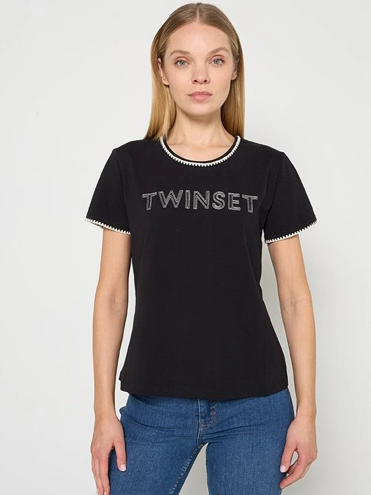 Zdjęcie produktu T-shirt z nadrukiem TWINSET czarny