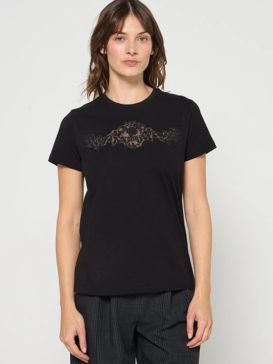 Zdjęcie produktu T-shirt z nadrukiem TWINSET antracytowy melanż