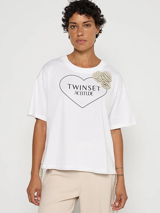 Zdjęcie produktu T-shirt z nadrukiem TWINSET biały