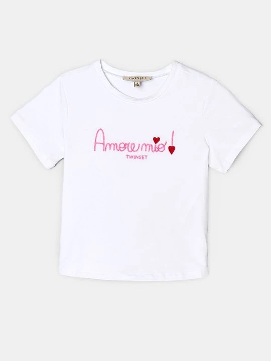Zdjęcie produktu T-shirt z nadrukiem TWINSET mleczny