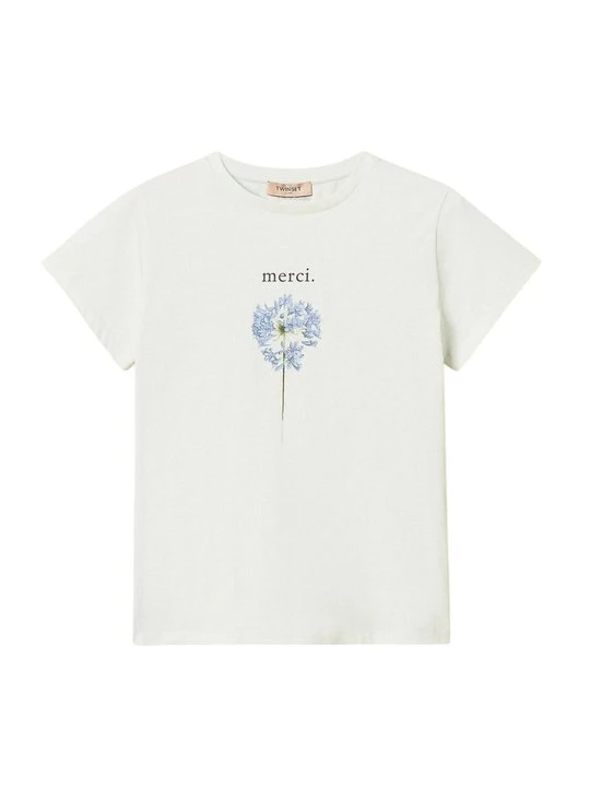 Zdjęcie produktu T-shirt z nadrukiem TWINSET turkusowy