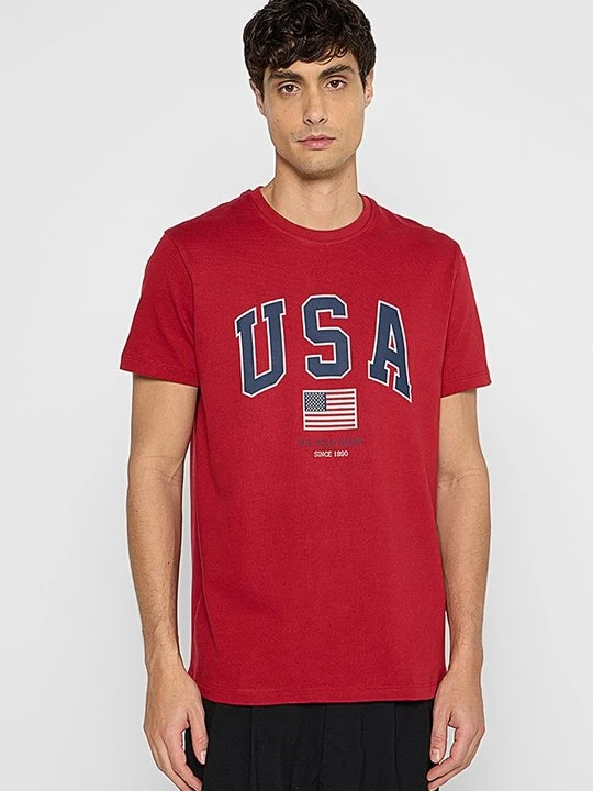 Zdjęcie produktu T-shirt z nadrukiem U.S. POLO ASSN. czerwony