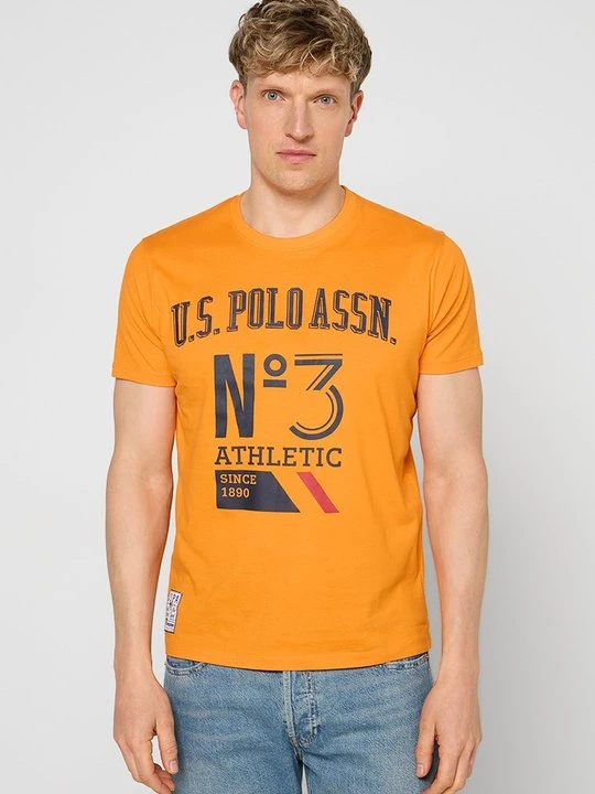 Zdjęcie produktu T-shirt z nadrukiem U.S. POLO ASSN. pomarańczowy