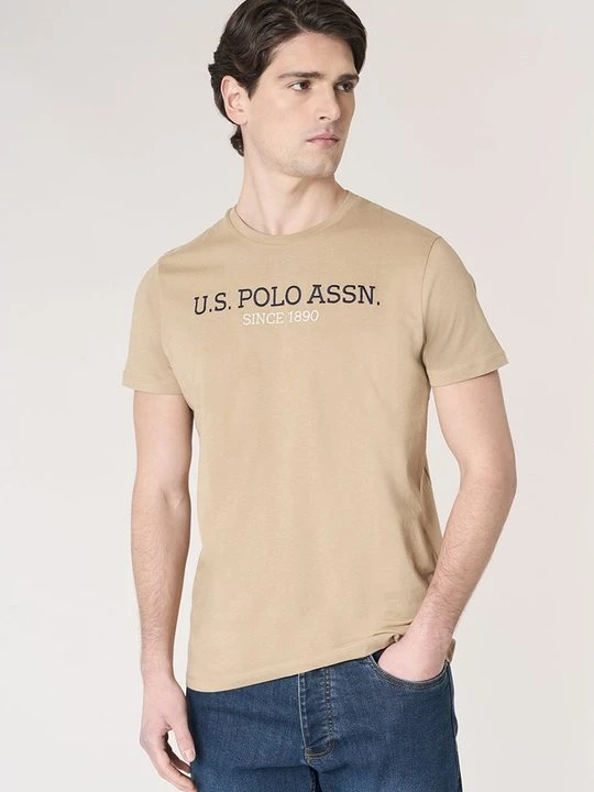 Zdjęcie produktu T-shirt z nadrukiem U.S. POLO ASSN. beżowy