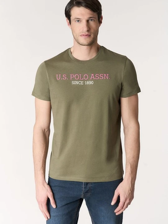 Zdjęcie produktu T-shirt z nadrukiem U.S. POLO ASSN. ciemnozielony