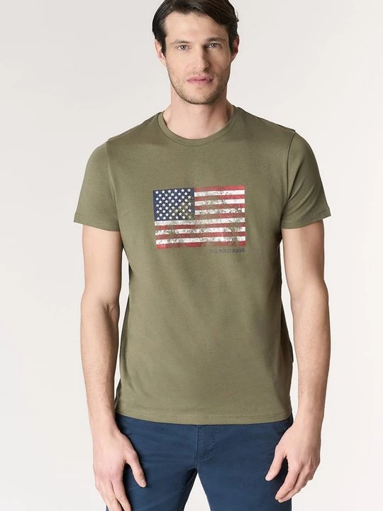 Zdjęcie produktu T-shirt z nadrukiem U.S. POLO ASSN. ciemnozielony