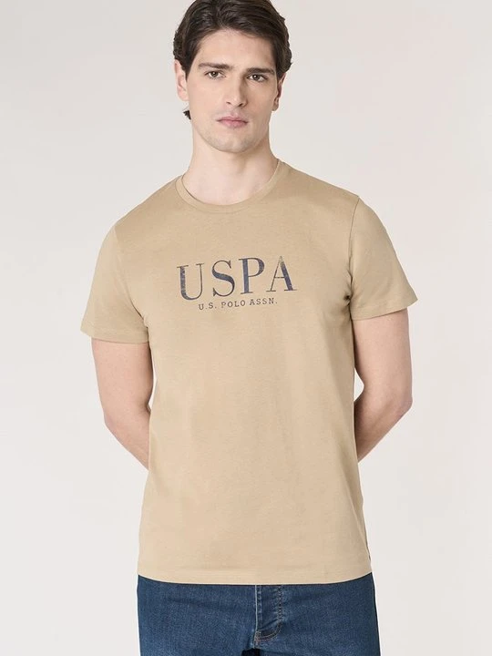 Zdjęcie produktu T-shirt z nadrukiem U.S. POLO ASSN. beżowy