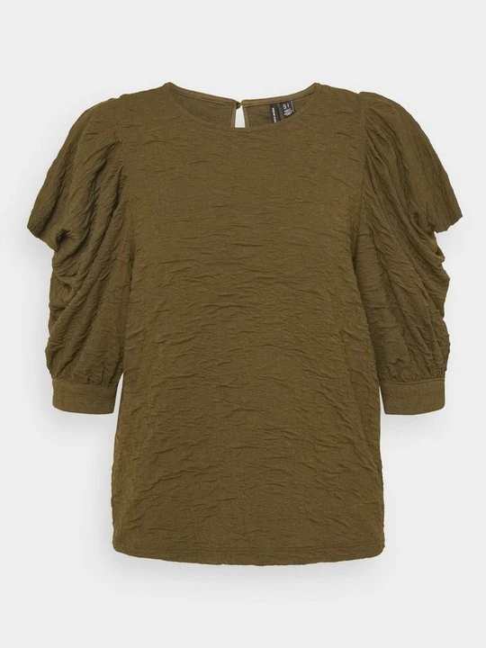 Zdjęcie produktu T-shirt z nadrukiem Vero Moda oliwkowy melanż