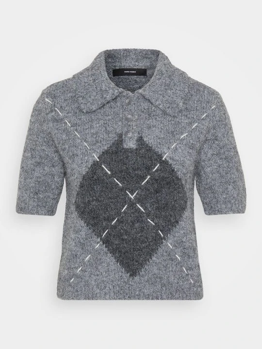 Zdjęcie produktu T-shirt z nadrukiem Vero Moda jasnoszary melanż