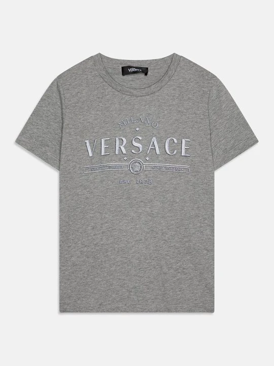 Zdjęcie produktu T-shirt z nadrukiem Versace jasnoszary
