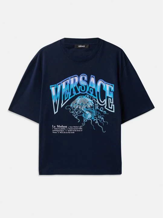 Zdjęcie produktu T-shirt z nadrukiem Versace granatowy