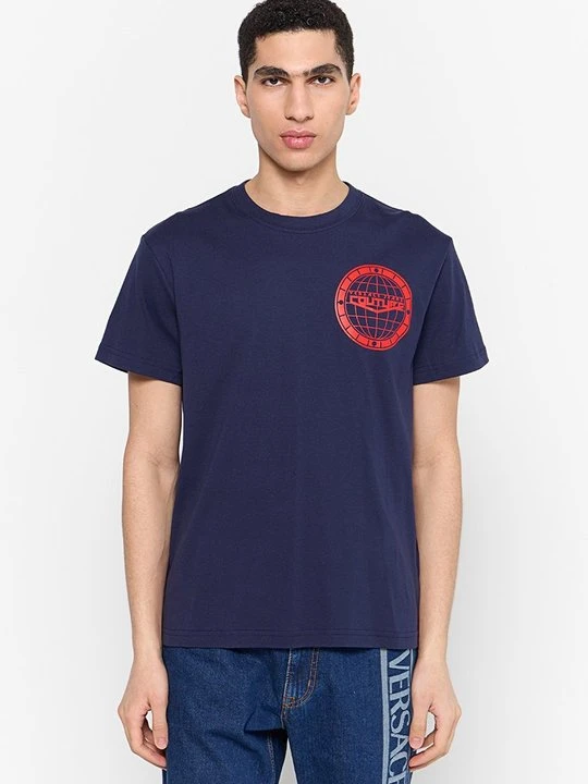 Zdjęcie produktu T-shirt z nadrukiem Versace Jeans Couture niebieski