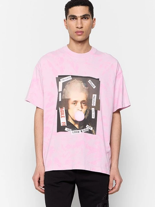 Zdjęcie produktu T-shirt z nadrukiem Versace Jeans Couture jasnoróżowy