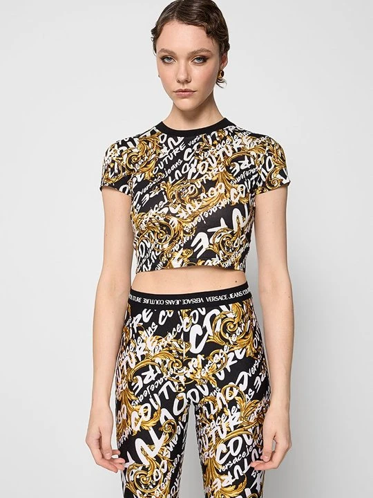 Zdjęcie produktu T-shirt z nadrukiem Versace Jeans Couture czarny