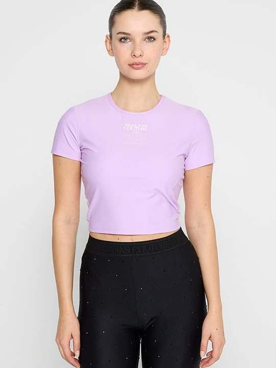 Zdjęcie produktu T-shirt z nadrukiem Versace Jeans Couture fioletowy