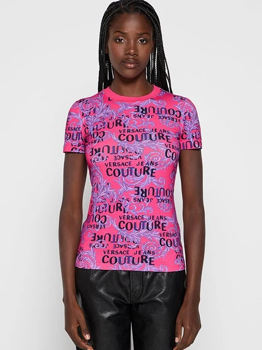 Zdjęcie produktu T-shirt z nadrukiem Versace Jeans Couture różowy