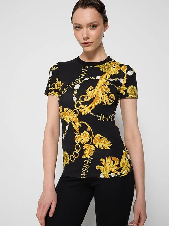 Zdjęcie produktu T-shirt z nadrukiem Versace Jeans Couture czarny