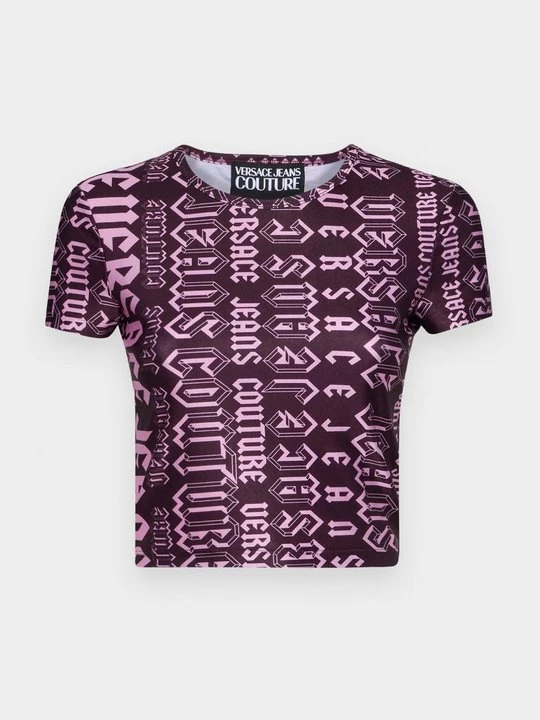Zdjęcie produktu T-shirt z nadrukiem Versace Jeans Couture liliowy