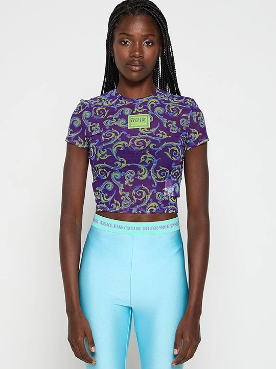 Zdjęcie produktu T-shirt z nadrukiem Versace Jeans Couture fioletowy