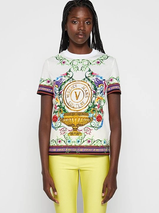 Zdjęcie produktu T-shirt z nadrukiem Versace Jeans Couture biały