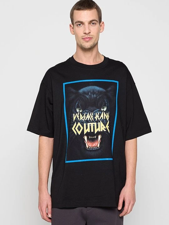 Zdjęcie produktu T-shirt z nadrukiem Versace Jeans Couture czarny melanż