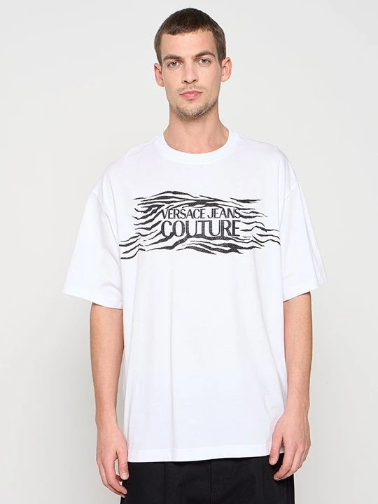 Zdjęcie produktu T-shirt z nadrukiem Versace Jeans Couture mleczny