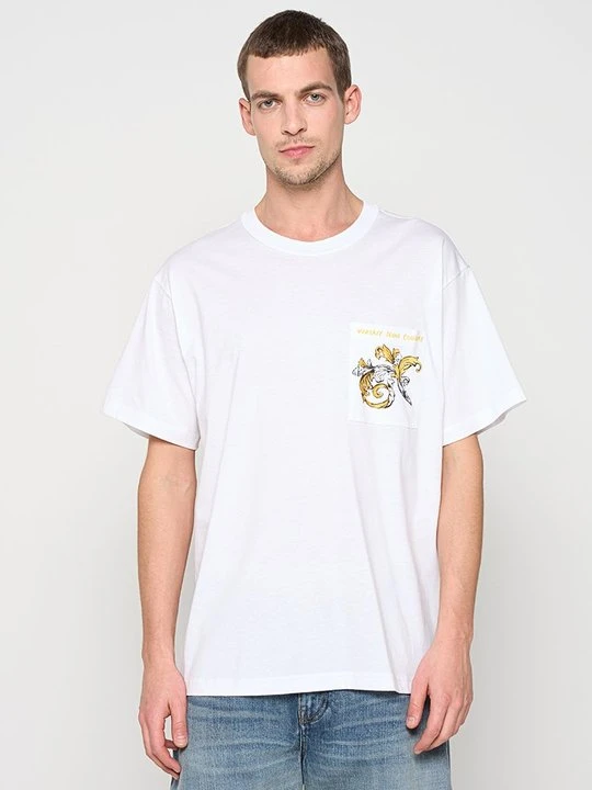 Zdjęcie produktu T-shirt z nadrukiem Versace Jeans Couture mleczny
