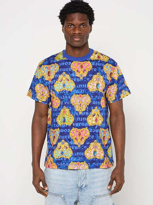 Zdjęcie produktu T-shirt z nadrukiem Versace Jeans Couture niebieski