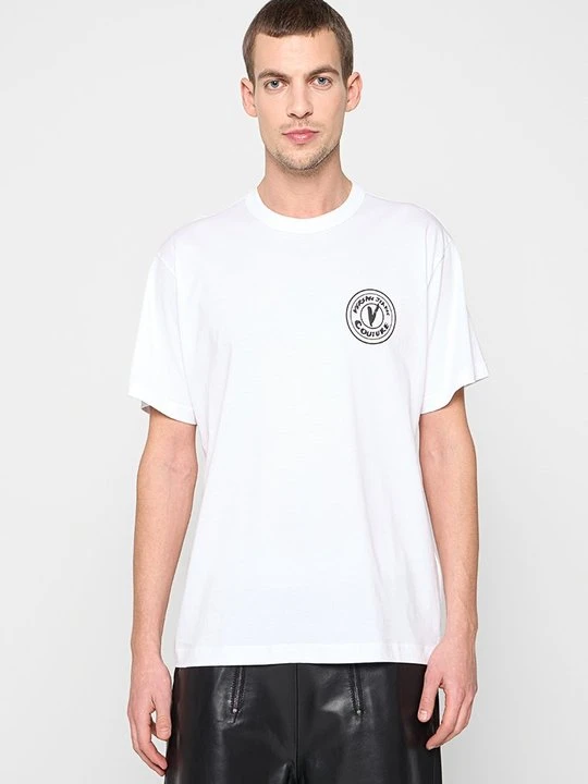 Zdjęcie produktu T-shirt z nadrukiem Versace Jeans Couture mleczny