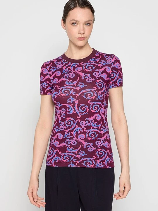 Zdjęcie produktu T-shirt z nadrukiem Versace Jeans Couture fioletowy