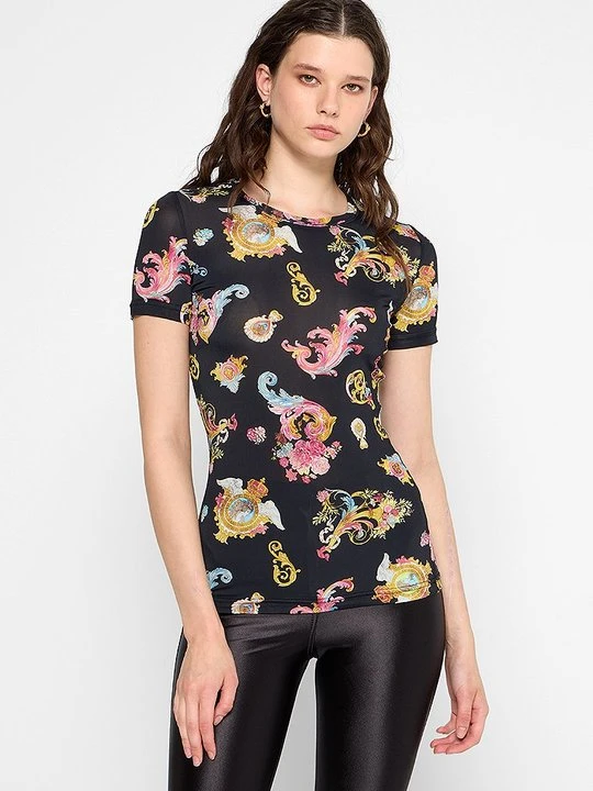 Zdjęcie produktu T-shirt z nadrukiem Versace Jeans Couture antracytowy melanż