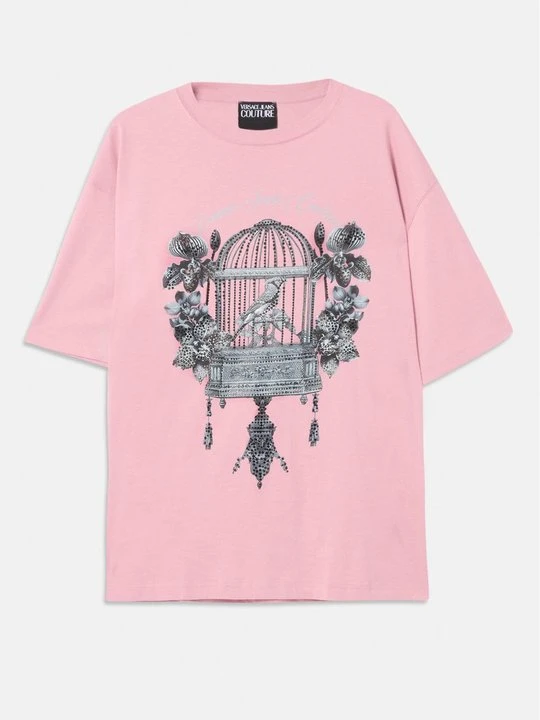 Zdjęcie produktu T-shirt z nadrukiem Versace Jeans Couture różowy