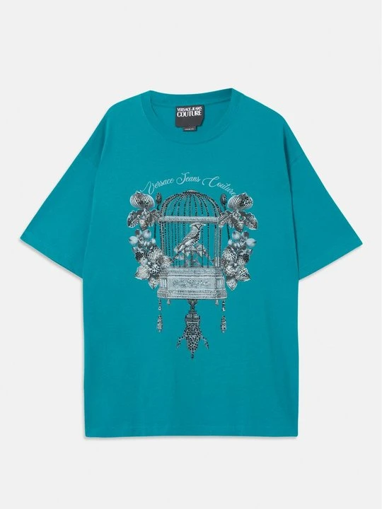 Zdjęcie produktu T-shirt z nadrukiem Versace Jeans Couture niebieski