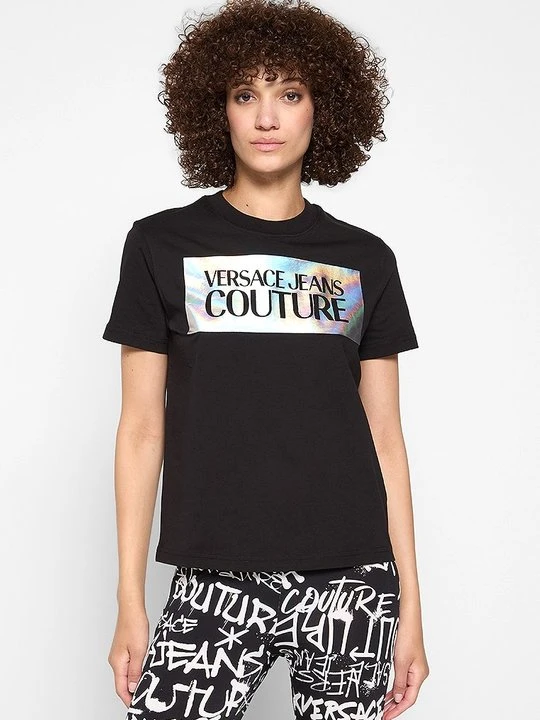 Zdjęcie produktu T-shirt z nadrukiem Versace Jeans Couture czarny