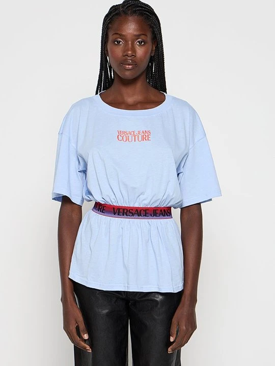 Zdjęcie produktu T-shirt z nadrukiem Versace Jeans Couture jasnoniebieski