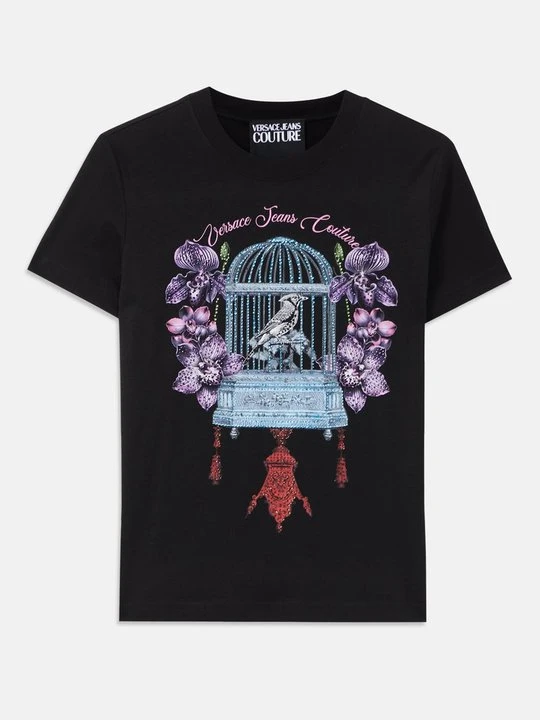 Zdjęcie produktu T-shirt z nadrukiem Versace Jeans Couture czarny