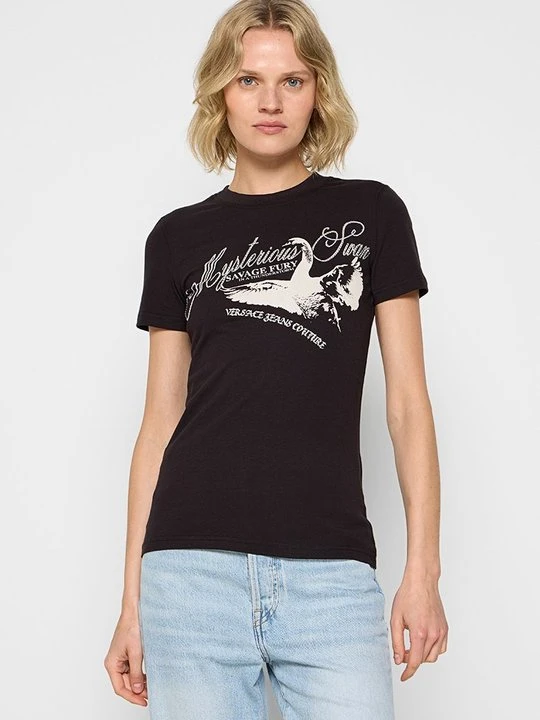 Zdjęcie produktu T-shirt z nadrukiem Versace Jeans Couture czarny