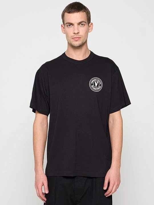 Zdjęcie produktu T-shirt z nadrukiem Versace Jeans Couture czarny melanż